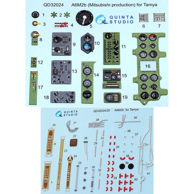 1/32 A6M2b (Mitsubishi prod.) 3D-Printed & coloured Interior on decal paper (for Tamiya kit)