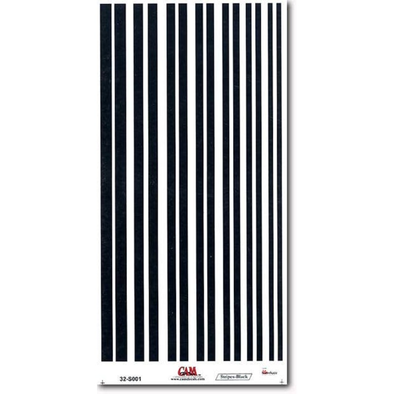 1/32 Stripes Black Various Widths