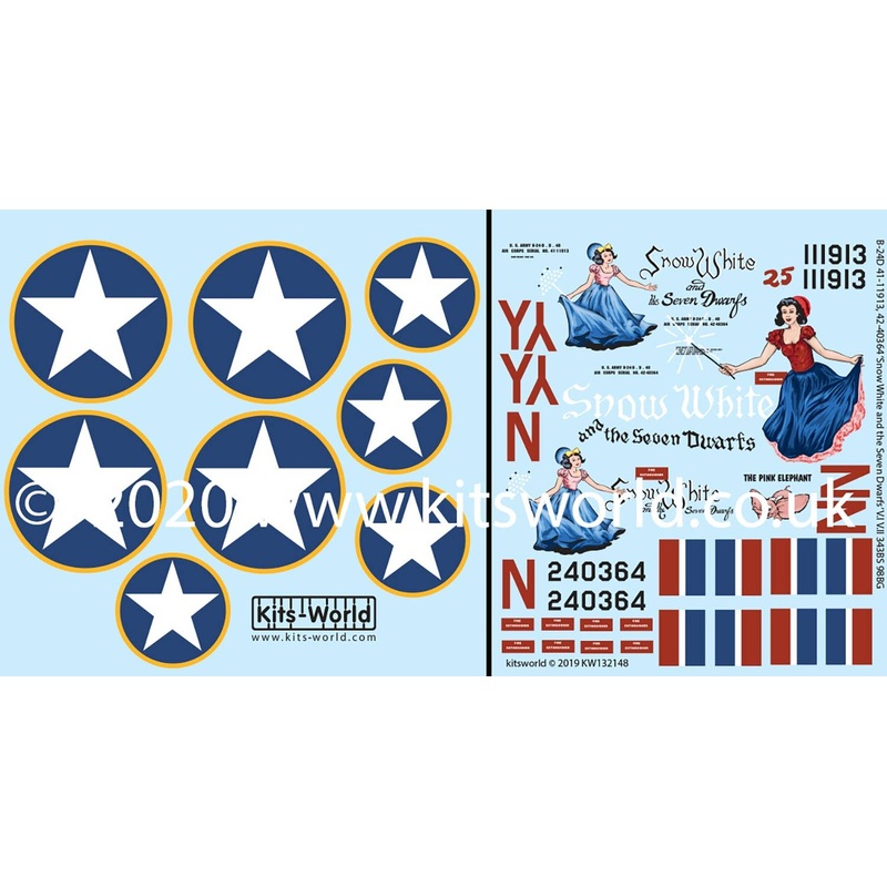 1/32 WW.II US Forces B-24D Liberator Snow White and the Seven Dwarfs Squadron Decal Set 5