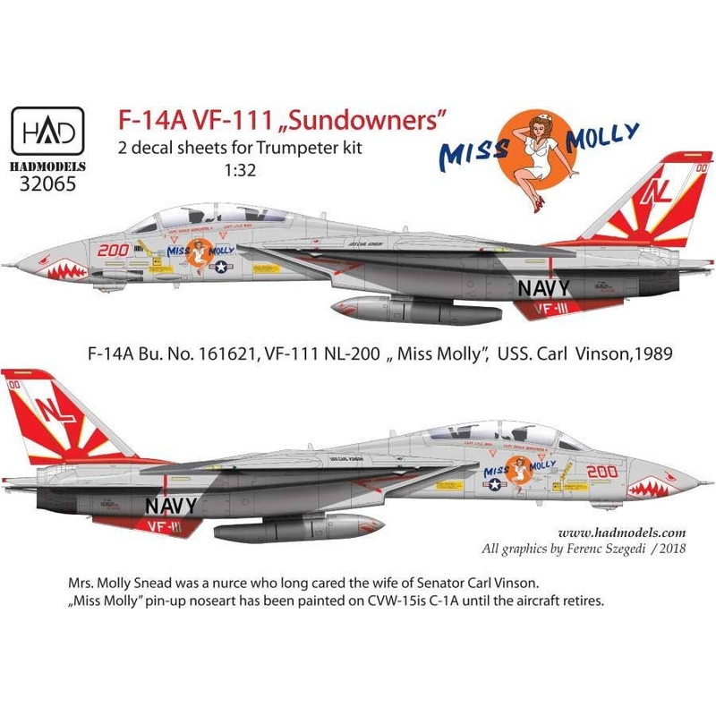 1/32 F-14 A VF-111 Sundowners Miss Molly (Double Sheet) (for Trumpeter)