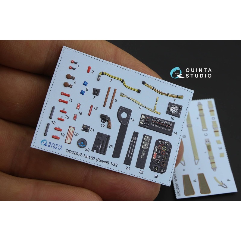 1/32 He 162 3D-Printed & coloured Interior on decal paper for Revell kit