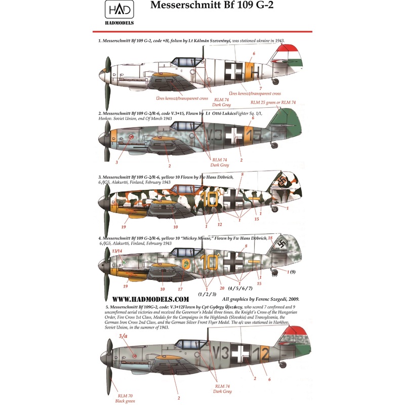 1/32 Messerschmitt Bf 109 G-2 Decal Sheet