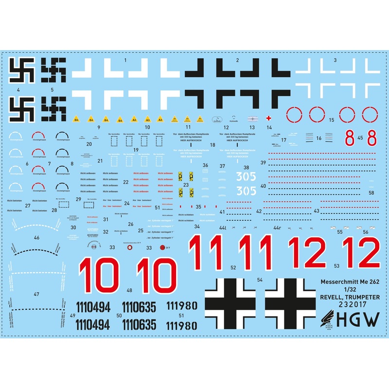 1/32 Messerschmitt Me 262 Stencils