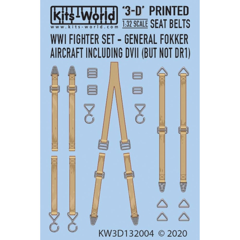 1/32 WW.I General Fokker DVII Seat Belt Set (3D Printed)