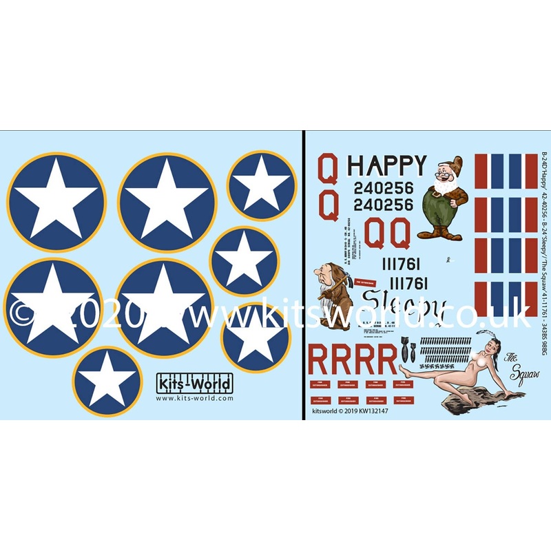 1/32 WW.II US Forces B-24D Liberator Snow White and the Seven Dwarfs Squadron Decal Set 4