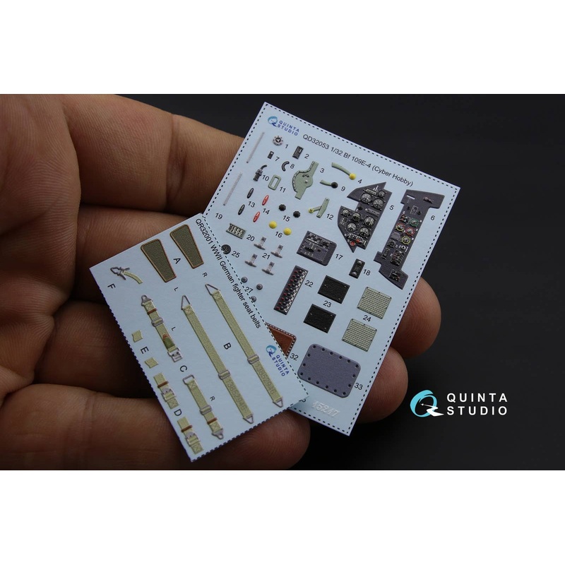 1/32 Bf 109E-4  3D-Printed & coloured Interior on decal paper for Dragon kit