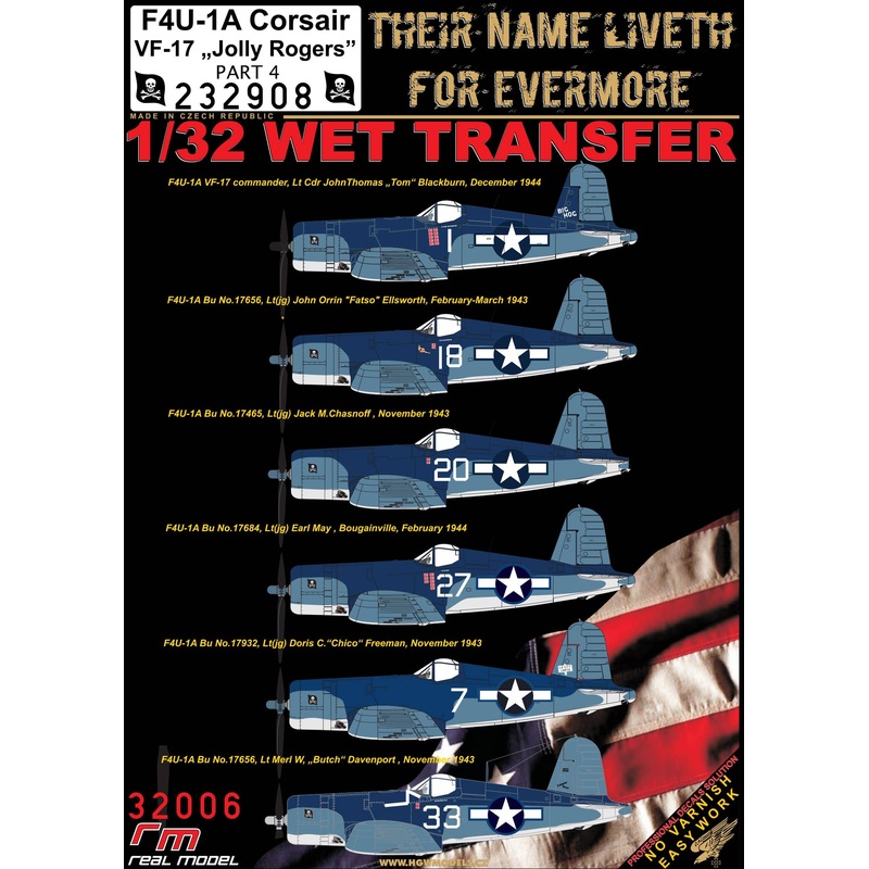 1/32 F4U-1A, VF-17 "JOLLY ROGERS" Part 4 Decal