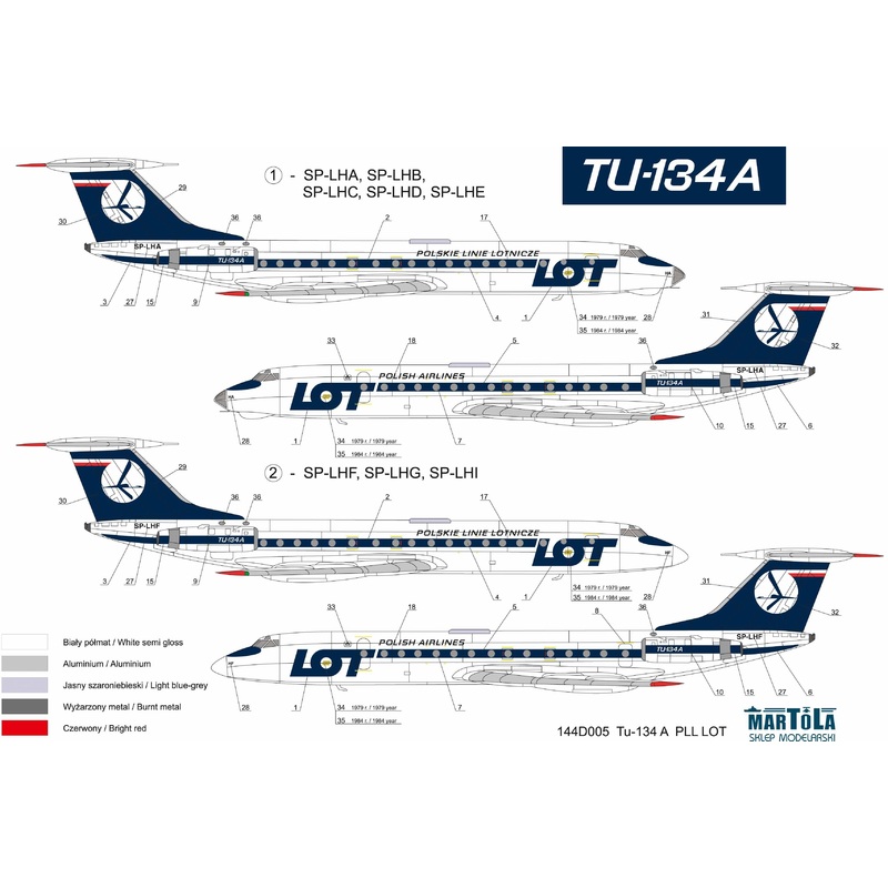 1/144 Tu-134A PLL LOT (For Zvezda)