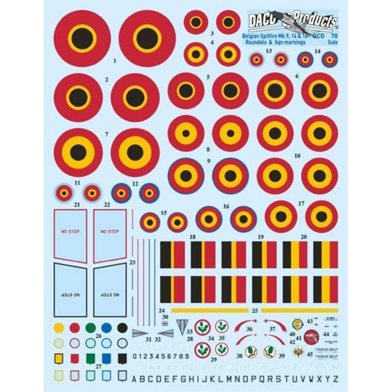 1/32 Spitfire Roundels Mk IX, Mk XIV & Mk XVI & Sqn Markings
