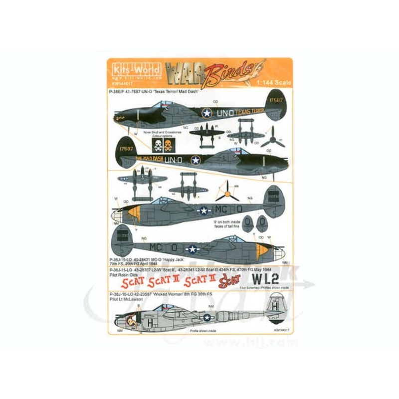 1/144 U.S. Army P-38 Lightning Decal Set