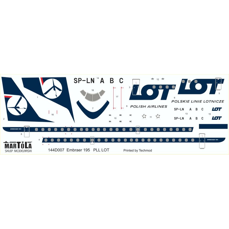 1/144 Embraer 195 PLL LOT Wczesne Malowanie/Old Livery (for Revell)