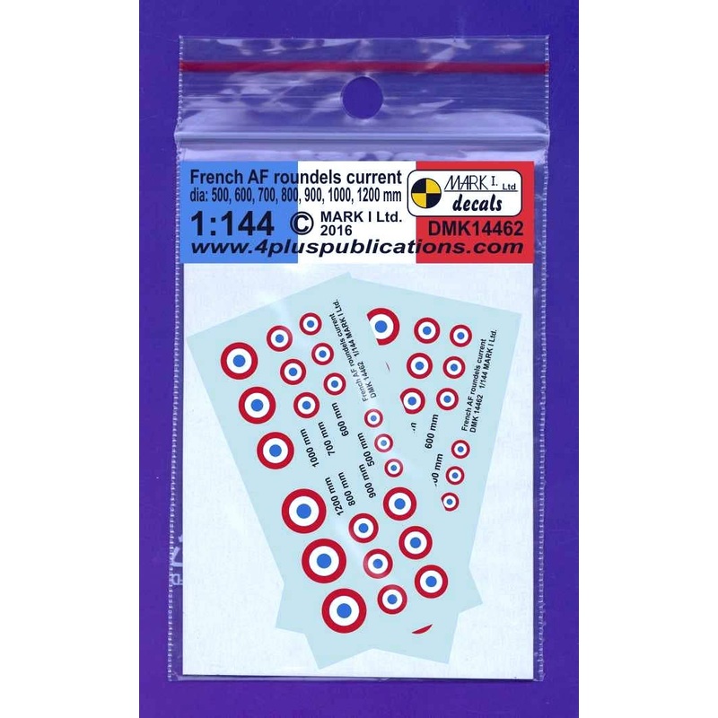1/144 French AF Roundels, Modern (Dia 500,600,700,800,900,1000,1200mm), 2 Sets