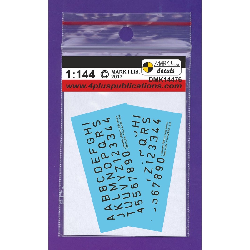 1/144 Luftwaffe Code Letters, Black, 600mm, 2 sets