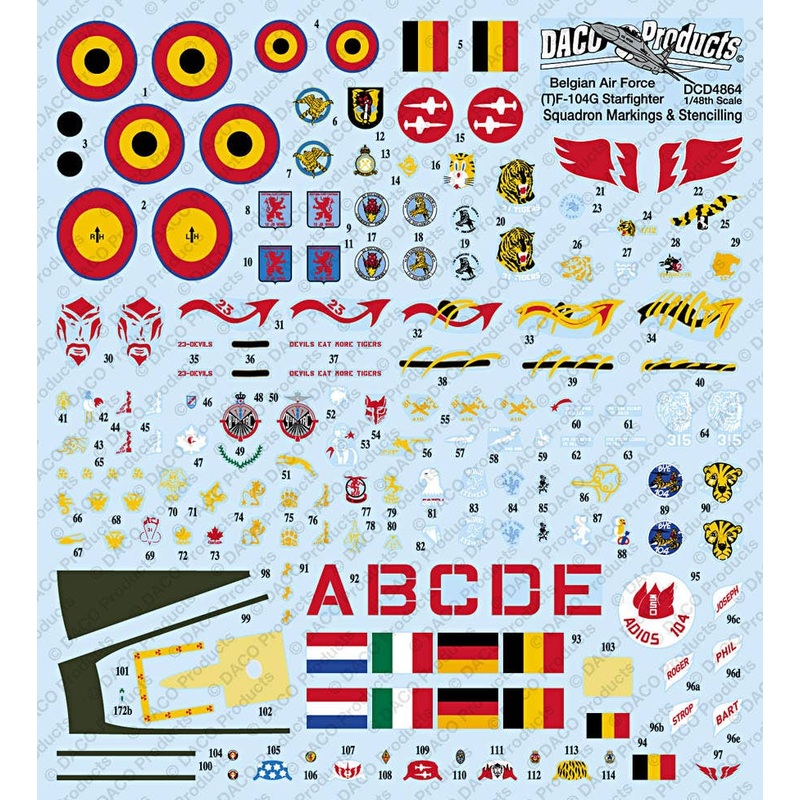 1/144 (T)F-104G Starfighter Squadron markings, zaps & stencils