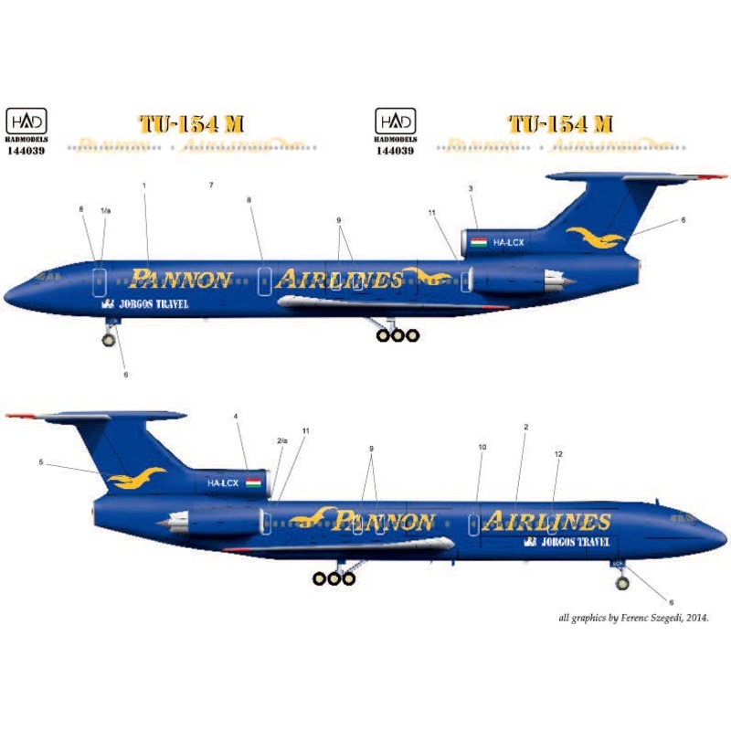 1/144 Tu-154 M Pannon Airlines decal sheet
