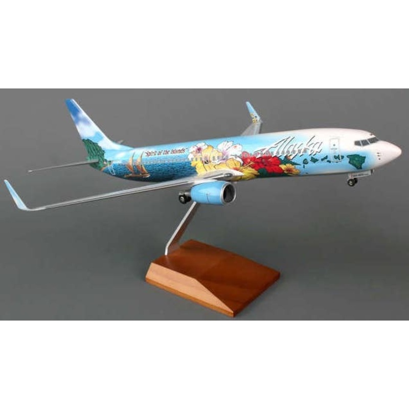 1/100 737-800 Alaska Airlines Spirit Of The Islands (With Gear and Wooden Stand)