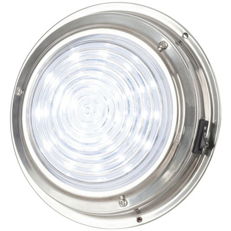 Lumire et commutateur LED de type dme (150 mm en acier inoxydable blanc)