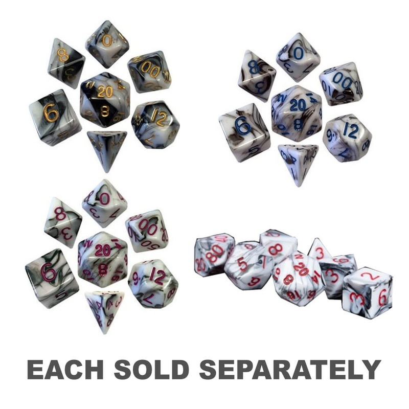 Metallic Di Dice Gameacrylic Di Set Marble (Numbers)