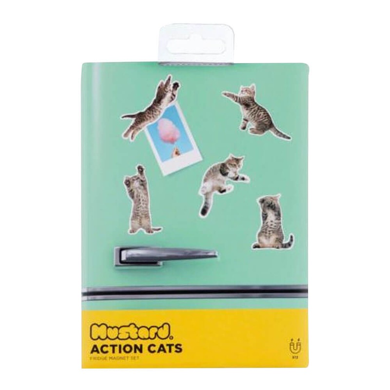 Mustard Action Cat Maignets (ensemble de 12)